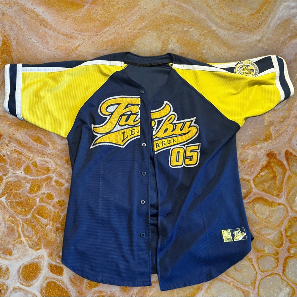 Vintage FUBU Yellow and Blue Baseball Jersey